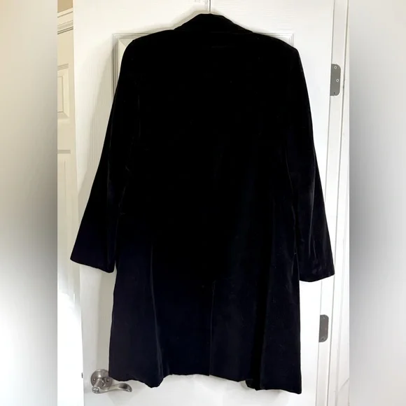 Ralph Lauren Y2K Black Velvet Trench Coat - Picture 2 of 4